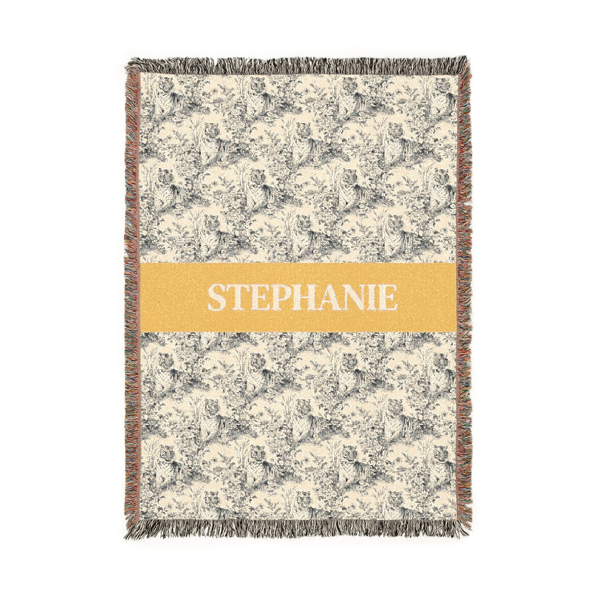 Personalized Toile de Jouy Tiger Blanket - Gold